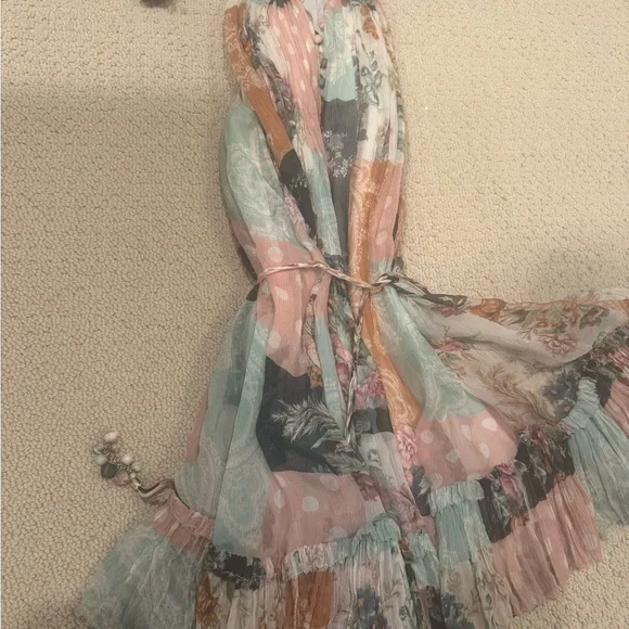 Zimmermann Floral Halter Mini Dress Tiered Ruffle Hem Size - Picture 4 of 9